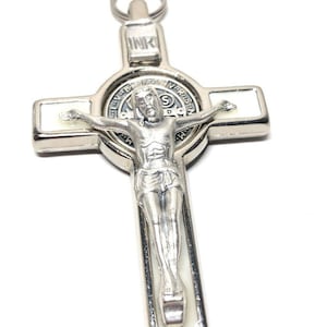 White 3&quot; Saint St. Benedict Crucifix - Exorcism- Cross - Blessed - San Benito