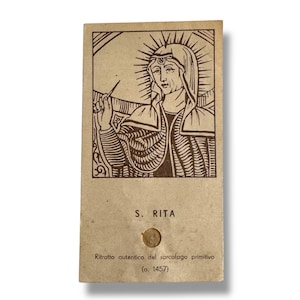 Vintage Heilige Karte von Santa Rita mit Relikt