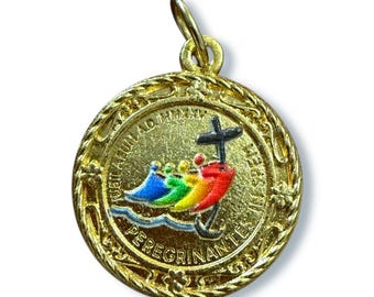 Pendentif Médaille San Gennaro En Or Jaune 18 Carats - 1,8 Grammes, Neuf Avec étiquettes
