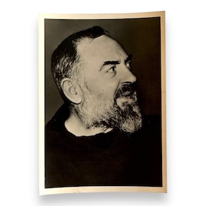 Vintage Padre Pio Porträt Karte - Eine seltene spirituelle Andenken von 1952