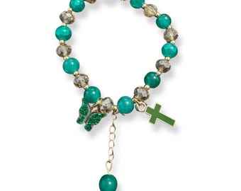 Emerald Green Butterfly Rosary Bracelet – Blessed by Pope