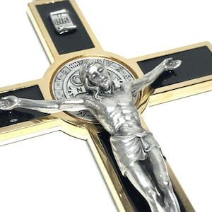 Black 7.5&quot; St. Benedict Cross Crucifix -Exorcism -Saint -Blessed -San Benito