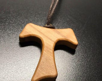 Tau Wooden Cross Blessed By Pope -Franciscan Crucifix 1" 1/4