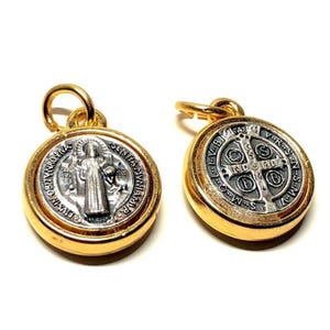2x St Benedict Tiny Dual Color Medal- Catholic Exorcism - Blessed By Pope