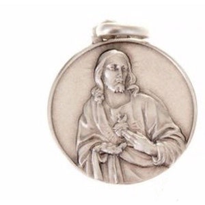 Sacred Heart Of Jesus Scapular Medal - 925 Sterling Silver - Blessed By Pope