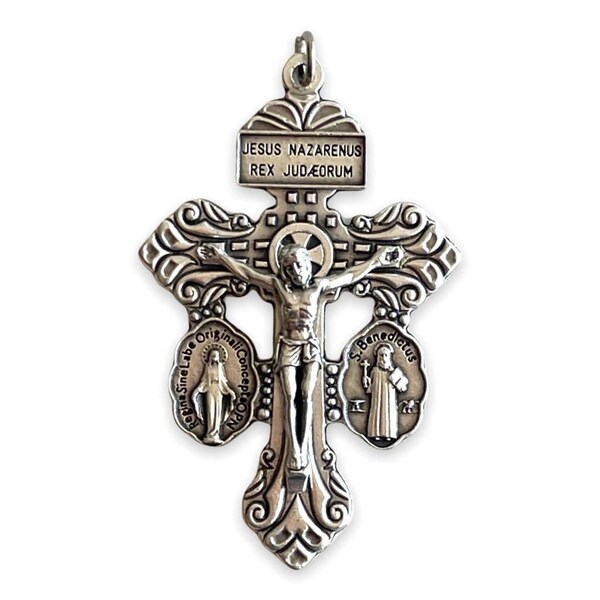 3-Way Pardon Indulgence Crucifix w/ St. Benedict & Miraculous Medals - 2" 1/8