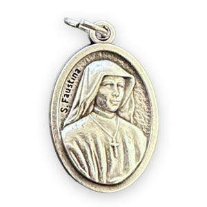 St. Mary Faustyna Kowalska Faustina Silver Oxidized Medal Pendant