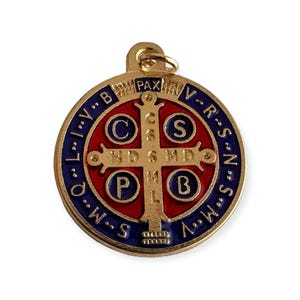 St Benedict Enamel 1&quot; 1/4 Brass Medal - Catholic - Protection- Blessed By Pope