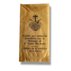 Altes Relikt aus gesegneter Baumwolle - St. Carlo da Sezze (Für die Kranken)