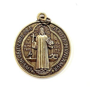 St Benedict Enamel 1&quot; 1/8 Bronze Medal Catholic Exorcism - Blessed By Pope