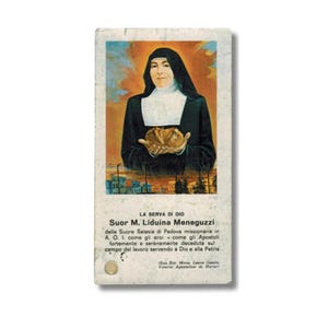 Dienaar Gods zuster Maria Liduina Meneguzzi gebedskaart met relikwie