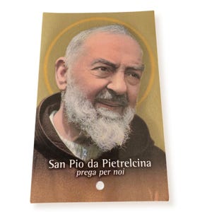 St. Padre Pio Laminierte Heilige Karte mit 2.Klasse Relikt St. Pater Pio