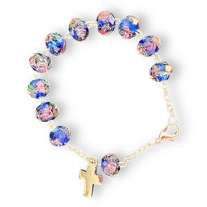 Italian Venetian Glass Murrina 10 beads Bracelet Blessed By Pope Francis