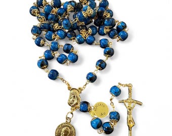 JPII Rosary - Blue Wood - Blessed by Pope Leo XIV