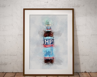 HP Brown Sauce watercolour Giclee Print, Drawing, Watercolour, Illustration, Art Print