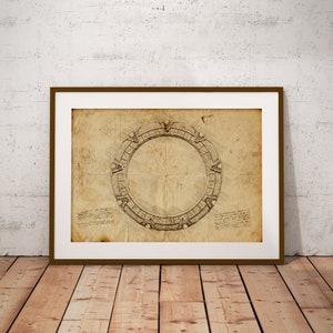 Impresión giclée del Anillo de la Tierra de Stargate SG-1: Arte mural estilo Da Vinci