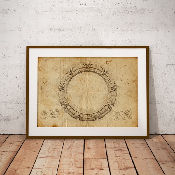 Impresión giclée del Anillo de la Tierra de Stargate SG-1: Arte mural estilo Da Vinci