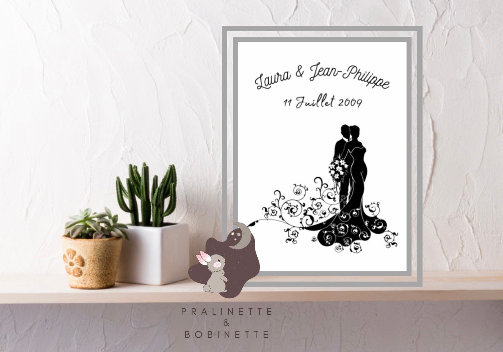 Affiche Cadeau Mariage avec Prénom et Date, Une Superbe Idée Personnalisé