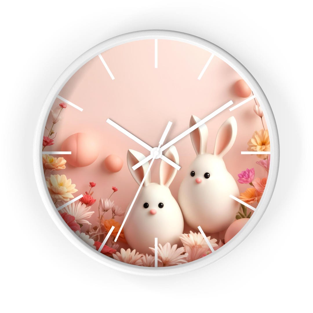 Yumyumparade Love Bunny Kawaii Wall Clock, Easter Decor, Cute Clock for ...