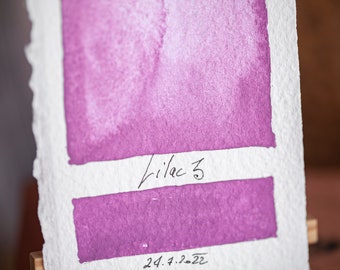 Handgemachtes Aquarell LILAC 3 leuchtendes verspieltes violettes rosa Pigment - Skizzen, Malerei, Natur, Vintage, Handwerk, Illustration