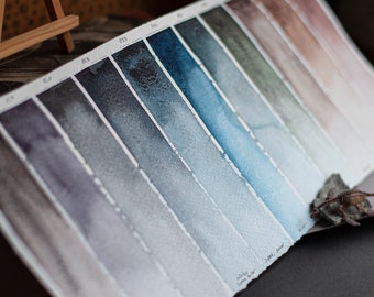 Handmade watercolor CAPUT MORTUUM family - 11 heavily granulating, gravel sedimented artisan quality pigment, sketching, painting, natural