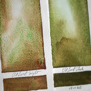 Acquerello fatto a mano Old FOREST: pigmento di qualità artigianale granulare verde marrone CHIARO e SCURO, arte, schizzi, pittura, artigianato, Halloween