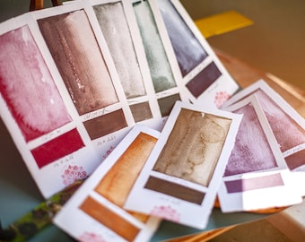 Handmade Watercolor Paint Set: Old Caput Mortuum, Granulating Pigments