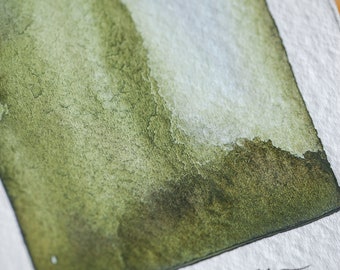 Handmade watercolor ROUGH GREEN ochre sandy artisan quality pigment sketching, painting, natural, vintage, craft, art, dark, olive, forest