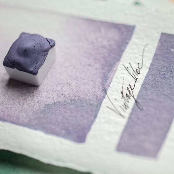 Handmade watercolor VINTAGE LILAC pale violet  Artisan quality pigment - sketching, painting & shading, natural, organic, thick, dramatic