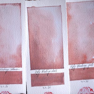 Handgemachtes Aquarell UGLY BLUSHING - rosa blau braun Handwerker-Qualität Pigment Skizzieren, Malen, Natur, Vintage, Handwerk, Illustration, Kunst