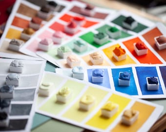 Handmade watercolour SOME RANGE 5pc blue red green ochre artisan quality pigment - sketching, painting, natural, vintage, art, illustration