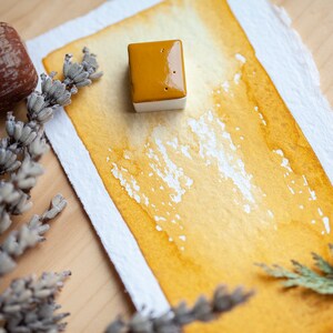 Handmade watercolor FRENCH OCHRE yellowish brown Artisan quality premium pigment for sketching, painting and calligraphy – natural, dramatic