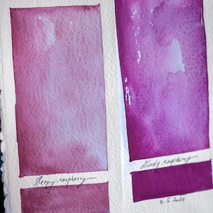 Handmade watercolor MOODY RASPBERRY pink bright violet textured Artisan quality pigment, sketching, painting, natural, organic, watercolours