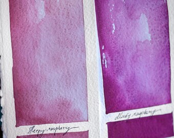 Handmade watercolor MOODY RASPBERRY pink bright violet textured Artisan quality pigment, sketching, painting, natural, organic, watercolours
