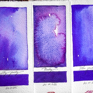 Acquerello fatto a mano POESIA viola viola blu leggermente granulante profondo, intenso, liscio pigmento di qualità artigianale, schizzi, pittura, vernice