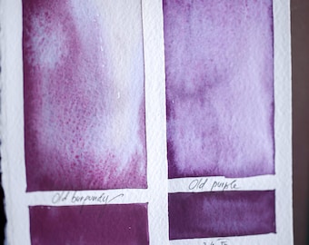 Handmade watercolor OLD BURGUNDY and PURPLE duo - sediment artisan quality pigment, sketch, paint, illustration, granulating, watercolour