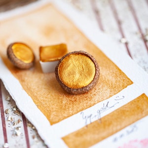 Handmade watercolor CLASSIC GOLD - dense, dramatic Artisan quality premium METALLIC pigment - sketching, painting & calligraphy, natural