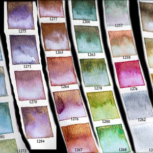 Acquerello fatto a mano ROYAL COURT SINGLES - pigmento di qualità artigianale con oro, perla, bronzo, schizzi, pittura, metallizzato, calligrafia, arte