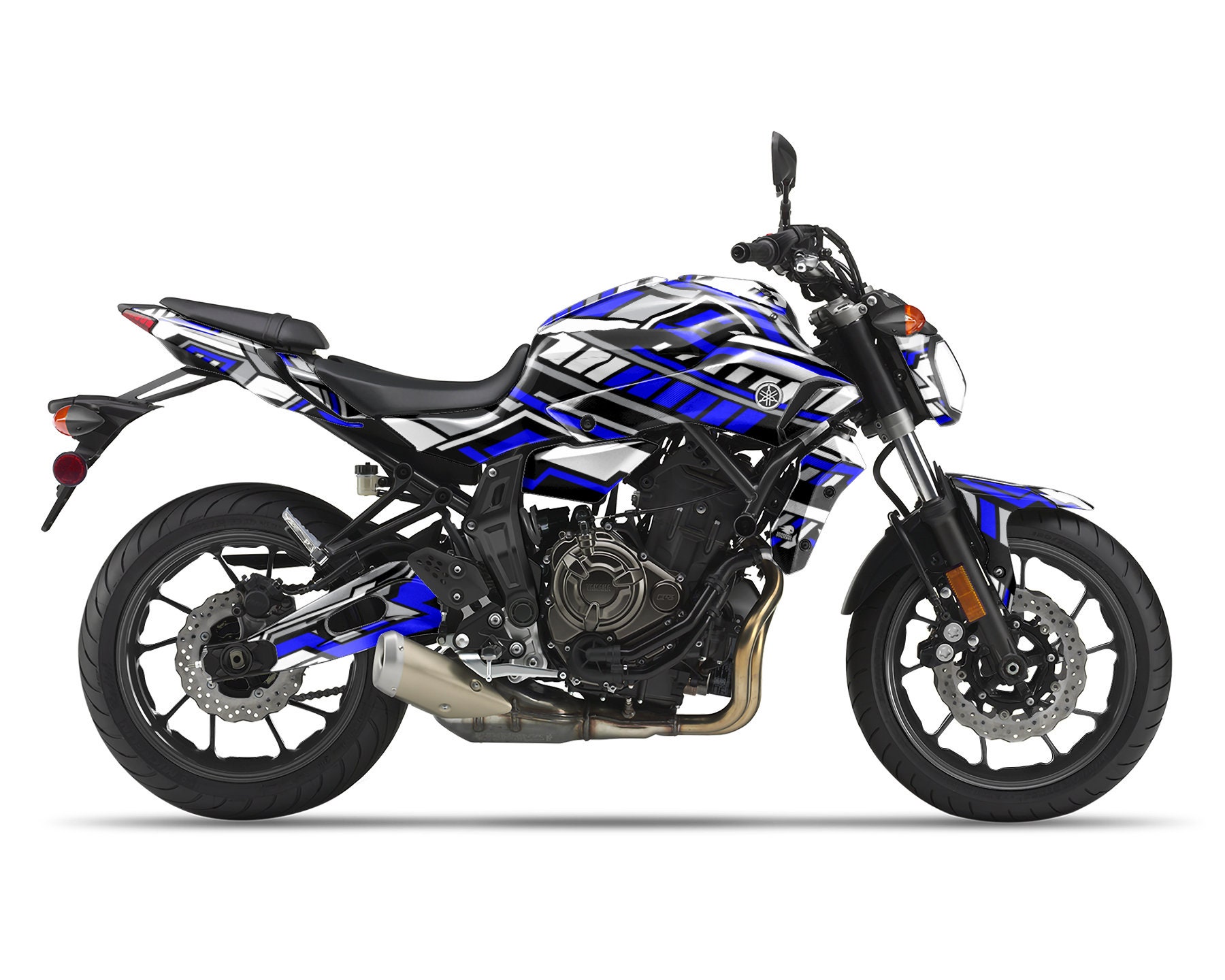  Para Yamaha MT07 MT 07 MT-07 2014-2021 Motocicleta Espejos  Laterales Inversos Azulados Espejos Retrovisores Moto Accesorios CNC  (Color: Azul) : Automotriz