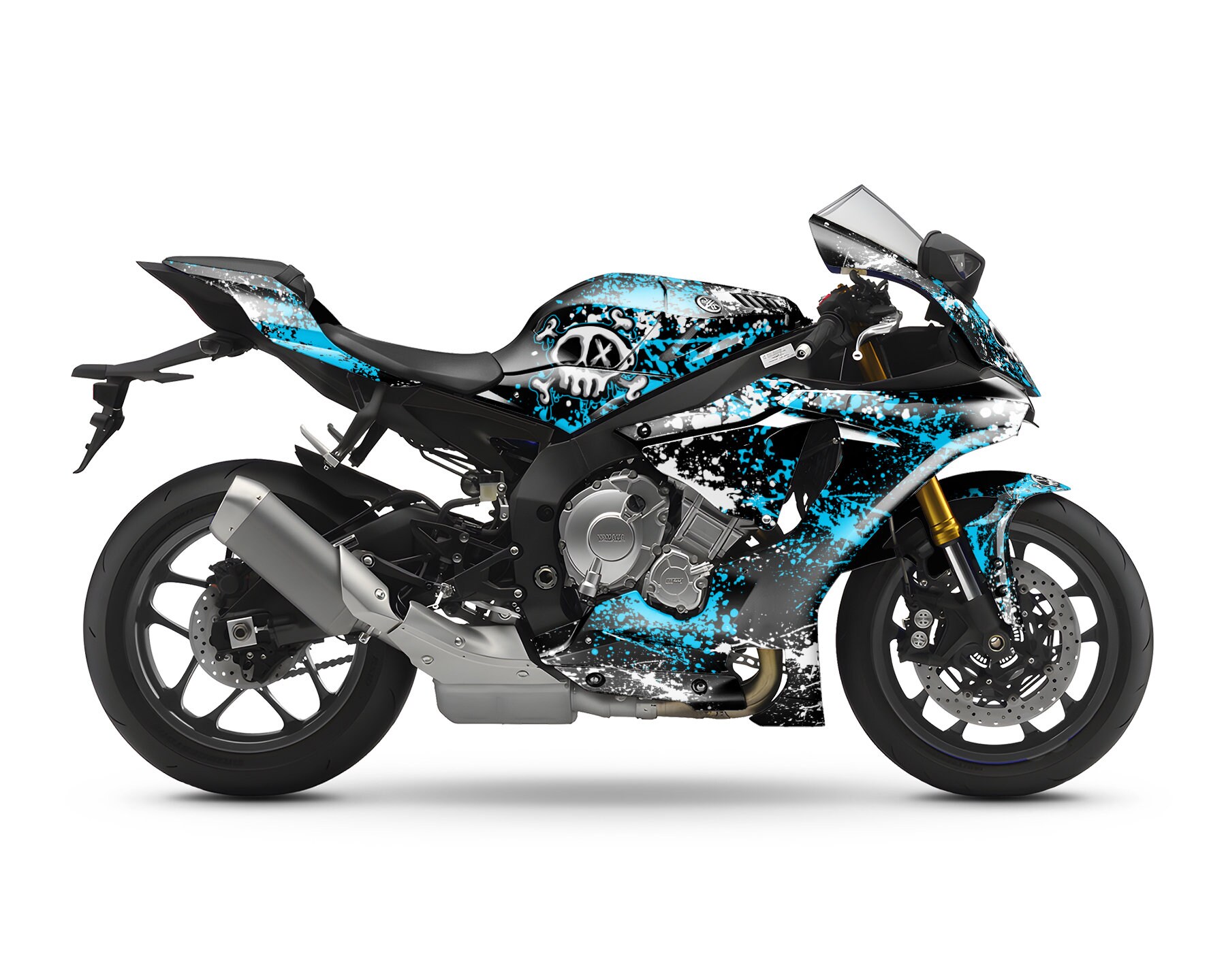Adesivi 3D compatibili con Yamaha R1 2000-2001 Protezioni Piastra Sterzo