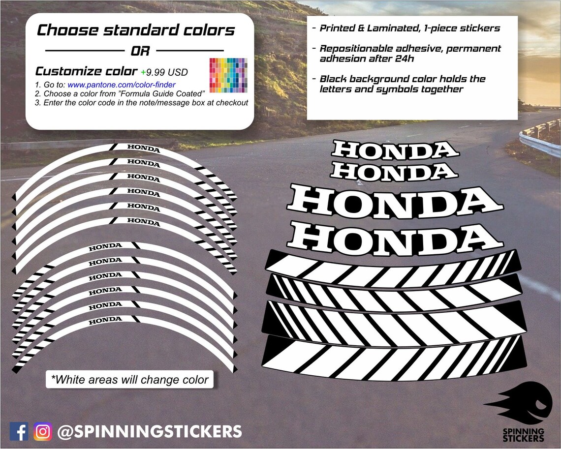 Wheel Stickers for HONDA Rim Tape Motorcycle Decals Graphics Etsy