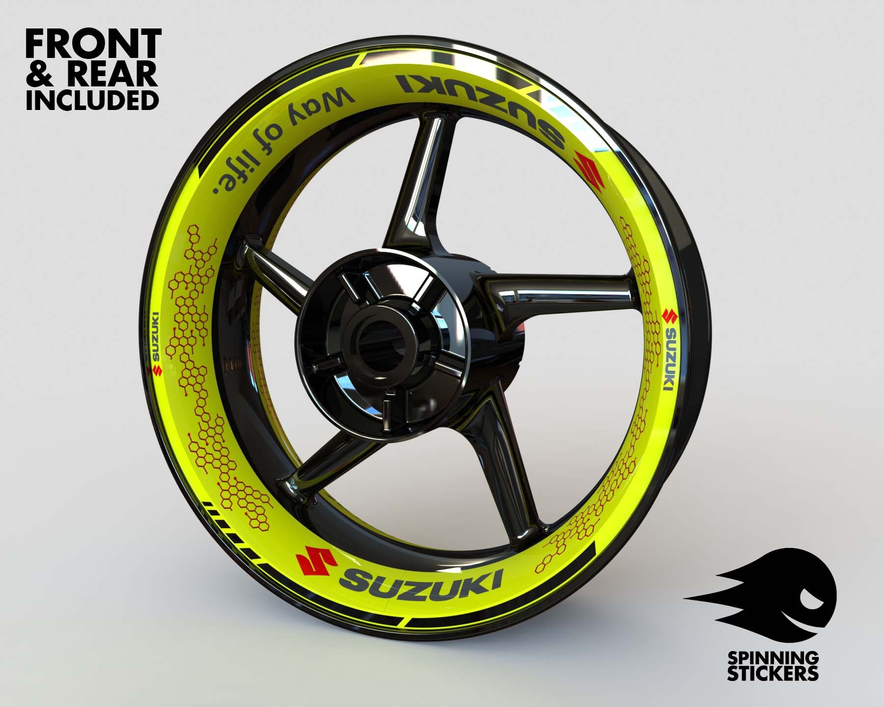 Green Fluorescent Rim Sticker Tape Wheel 17" For Honda Yamaha Suzuki Kawasaki Green Fluorescent Rim Sticker Tape Wheel 17" For Honda Yamaha Suzuki Kawasaki