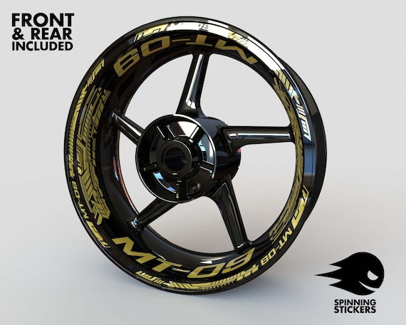 Autocollants Réfléchissants Pour Jantes De Moto - Yamaha MT-09 - Jaune, PVC, Lot Pour 2 Roues