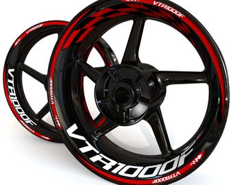 Wheel Stickers for Honda VTR1000F Checker Rim Tape Stripes Decals Graphics liserets Felgenaufkleber Autocollants de jante Rim Stickers