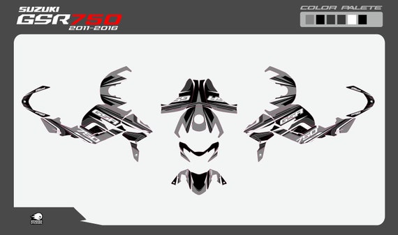 Adesivo Resinato Protezione Piastra Sterzo Per SUZUKI GSR 750 (2011-2016): Misura 267,9 X 77,8 Mm, Nero, Effetto 3D.