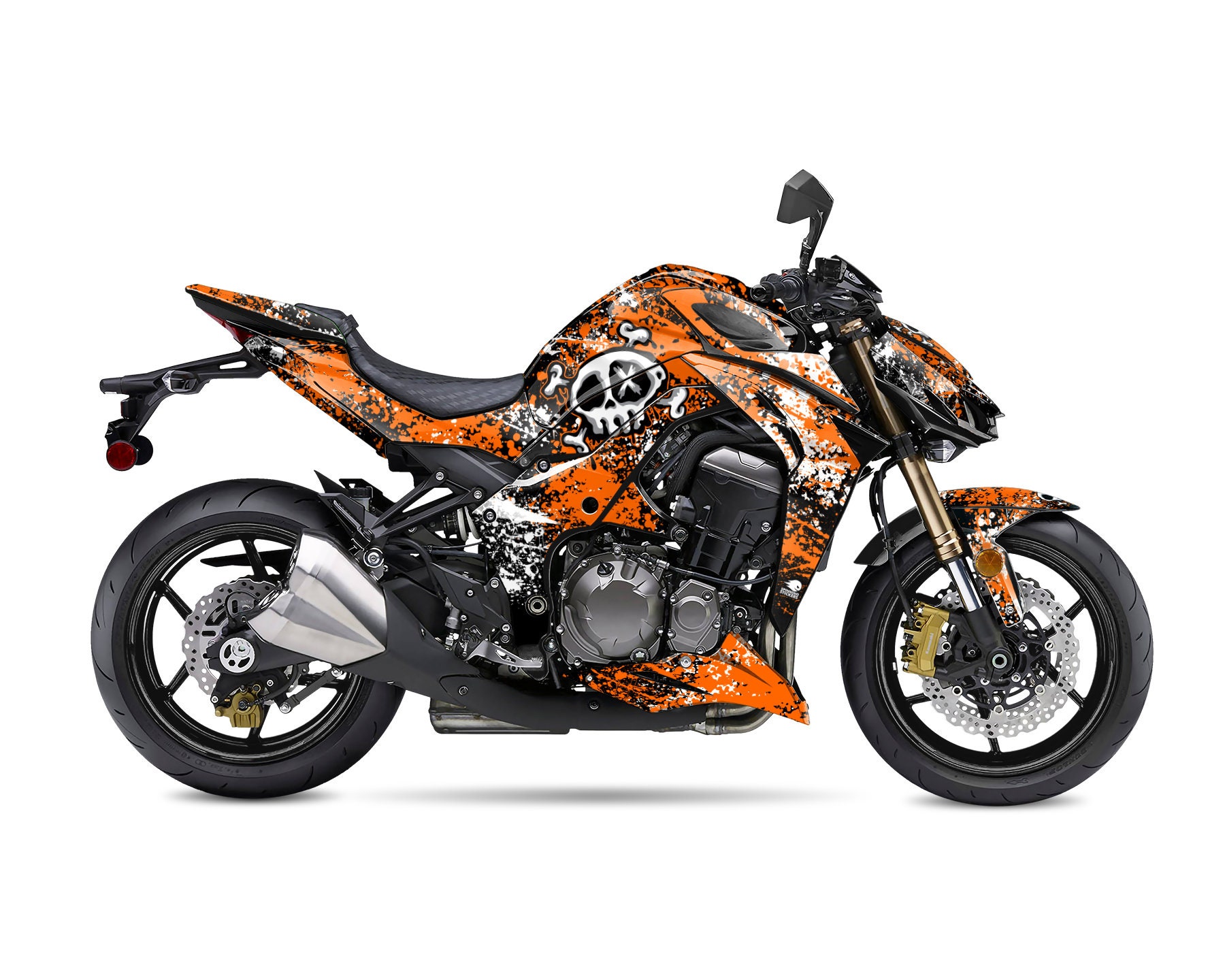 Twisted Melon Adesivi Grafici Per Kawasaki Z1000SX – Cromo Su Nero, 2 Pezzi, Dimensioni 170x28 Mm, Vinile Di Alta Qualità