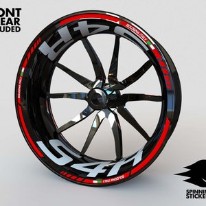 Kit Strisce Tricolore Moto Adesivi Strisce TRICOLORE Per Cerchi Moto 17'' - Kit Personalizzabile Con Logo, 16 Strisce + 16 Adesivi Strisce Per Ruote