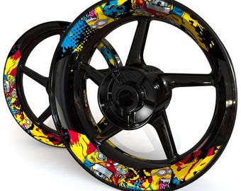 ホイール 17インチ 36H リム レッド イエロー 50/50 グラフィック