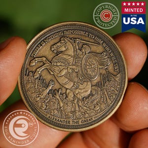 アレクサンダー大王コイン | EDC リマインダーコイン | 毎日のストア派メダリオン | モチベーションを高める名言ストア派トークン | 毎日持ち歩けるストア派哲学
