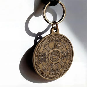 Stoic Virtues Keychain Antique Bronze, Wisdom Courage Justice Key Tag, Philosophy Gift image 8